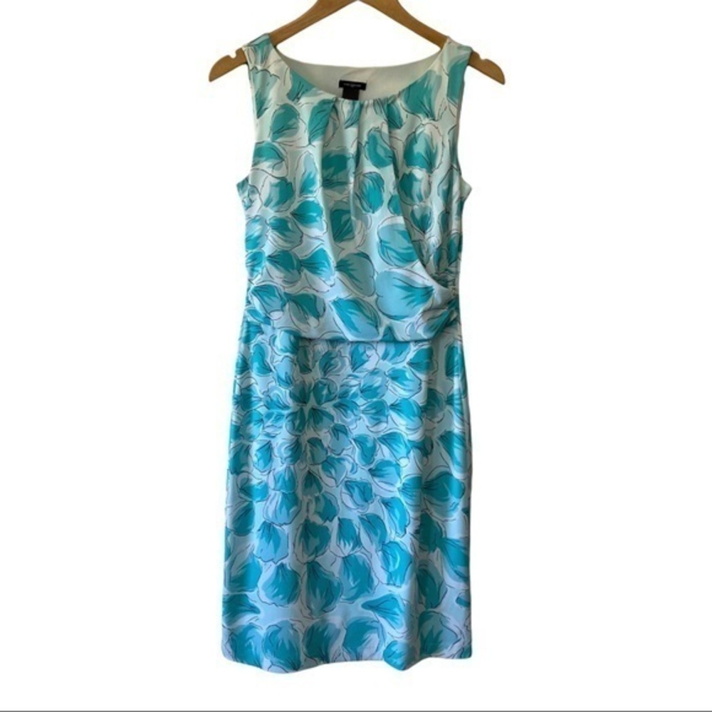 Ann Taylor Sleeveless Sheath Dress with Asymmetrical Ruching at Waist, Size S